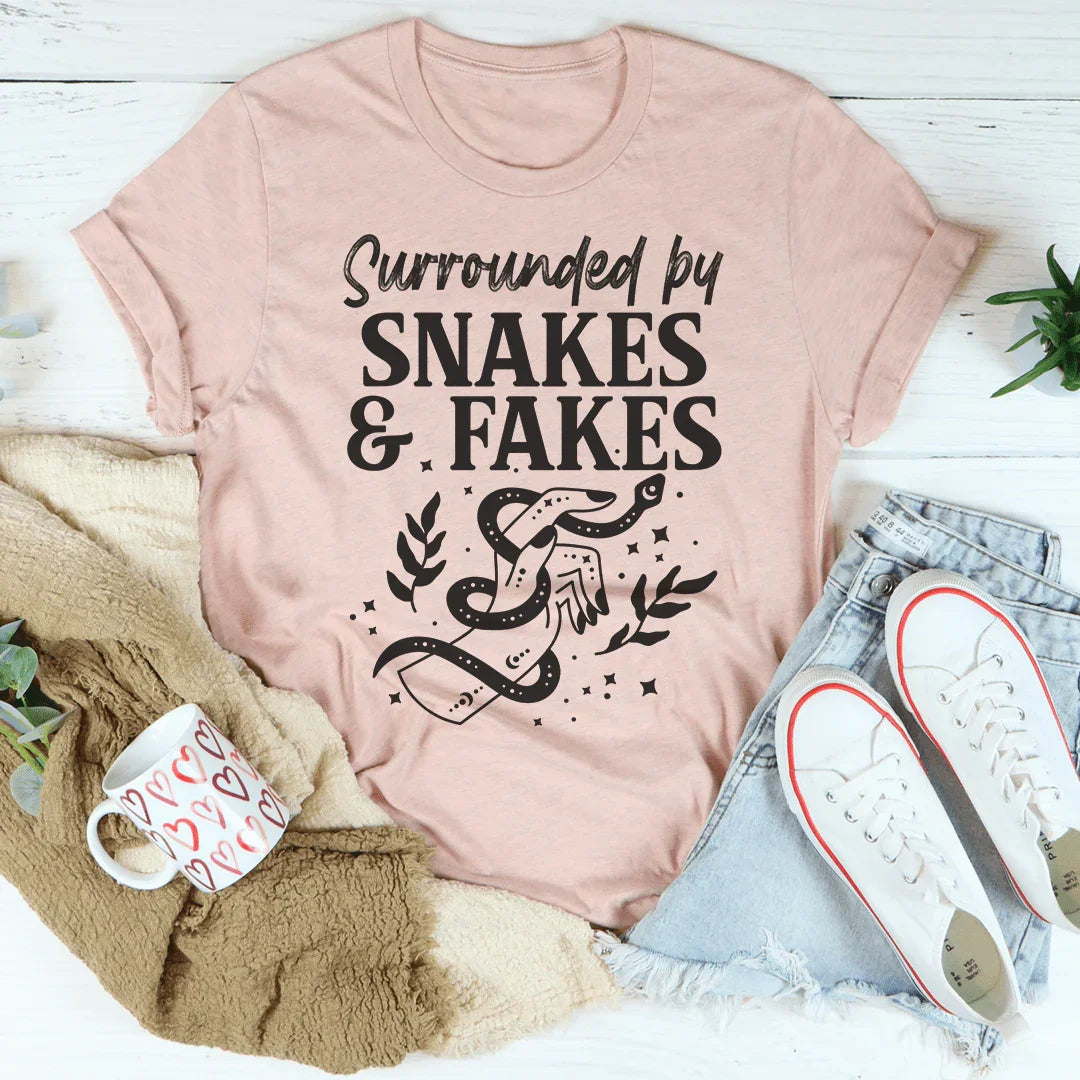 Surrounded By Snakes & Fakes Tee Peachy Sunday