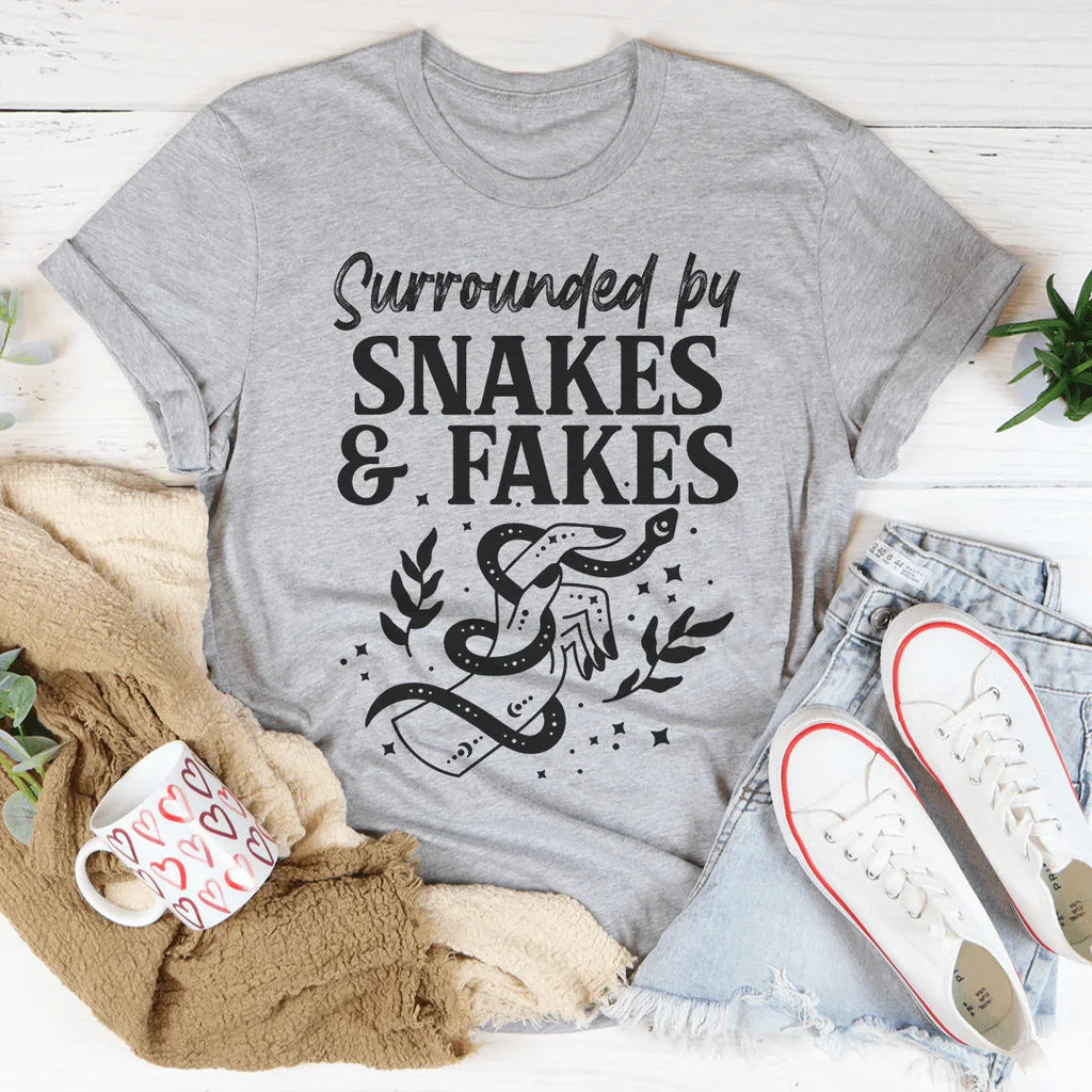 Surrounded By Snakes & Fakes Tee Peachy Sunday