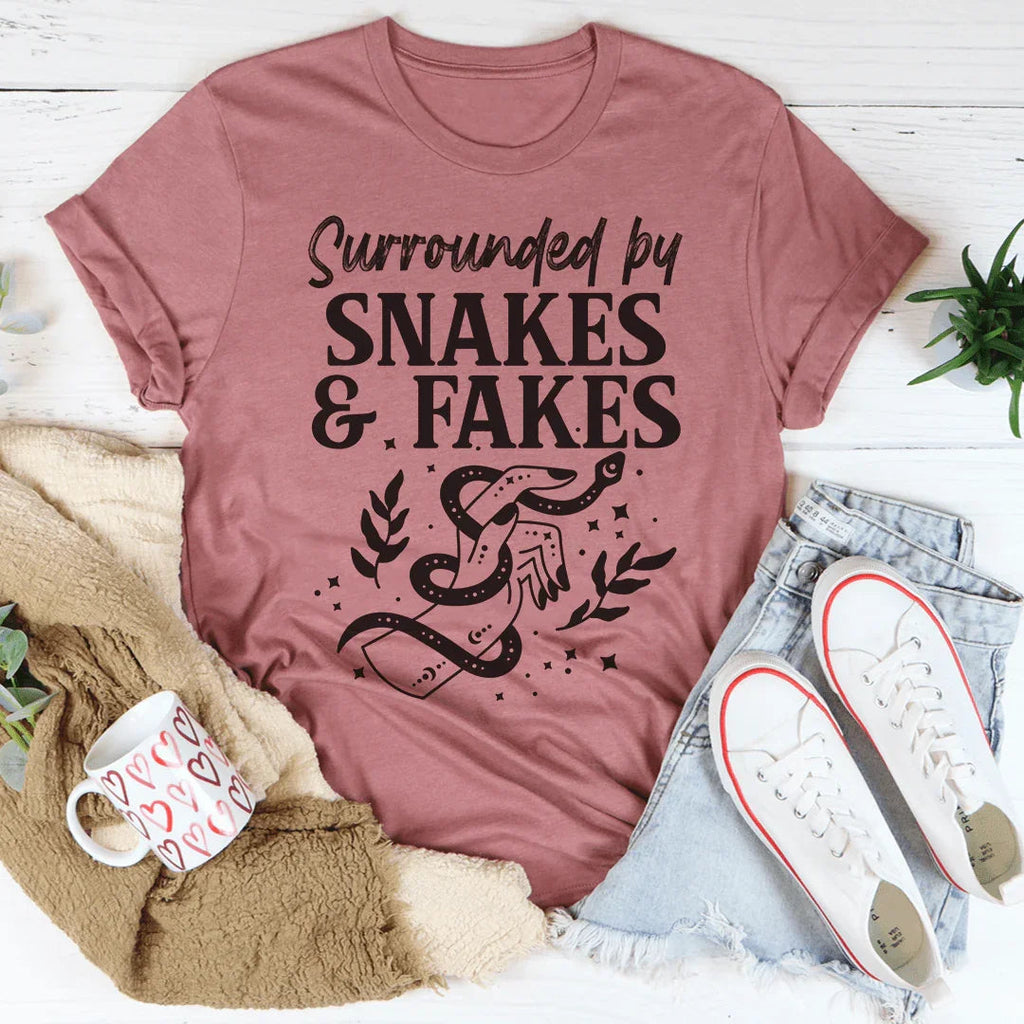 Surrounded By Snakes & Fakes Tee Peachy Sunday