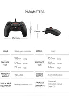 Sustainable Black Wired Dual Vibration Joystick Gamepad Controller Compatible With PC Monitor Laptop Stevvex