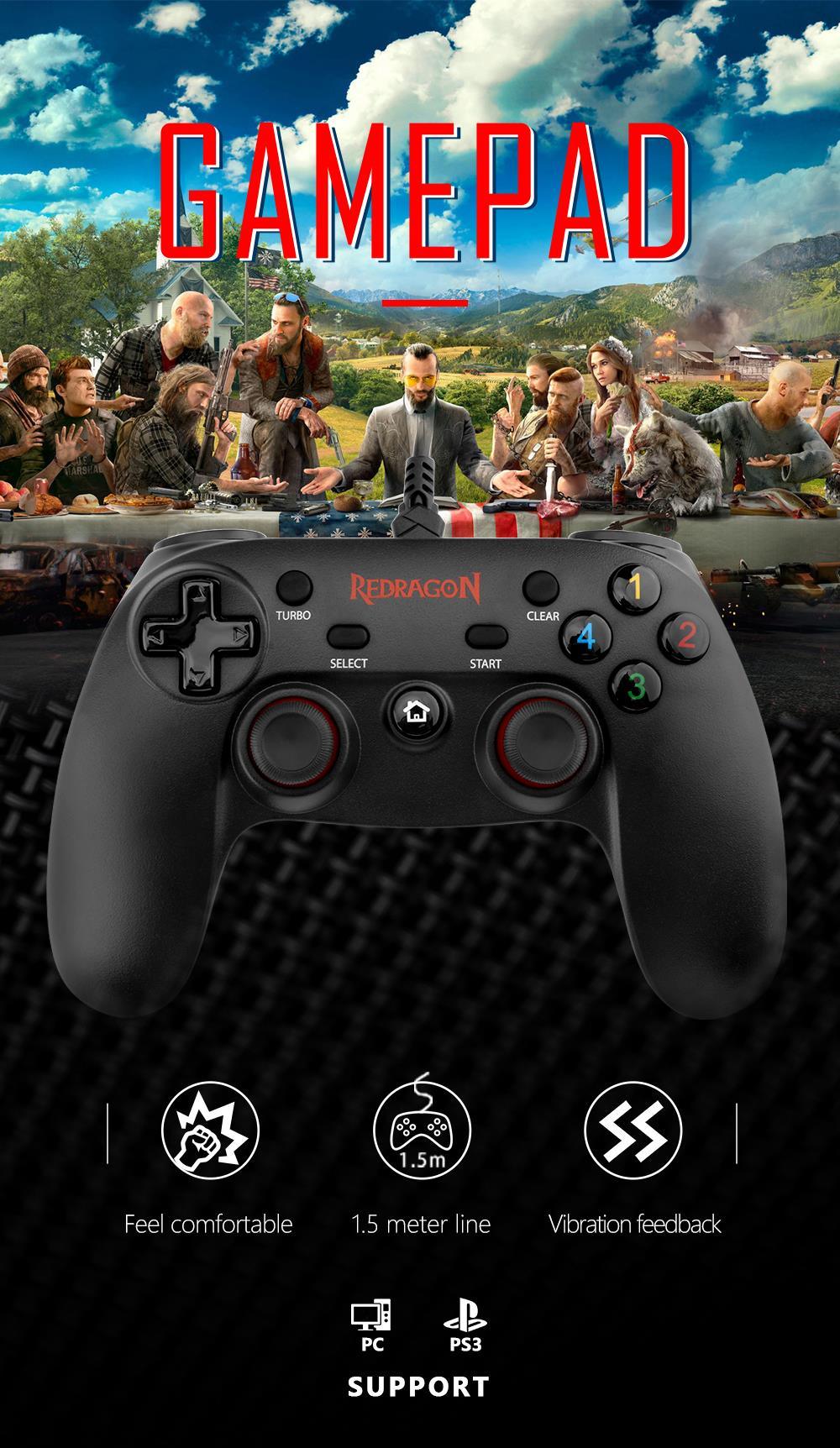 Sustainable Black Wired Dual Vibration Joystick Gamepad Controller Compatible With PC Monitor Laptop Stevvex