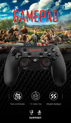 Sustainable Black Wired Dual Vibration Joystick Gamepad Controller Compatible With PC Monitor Laptop Stevvex