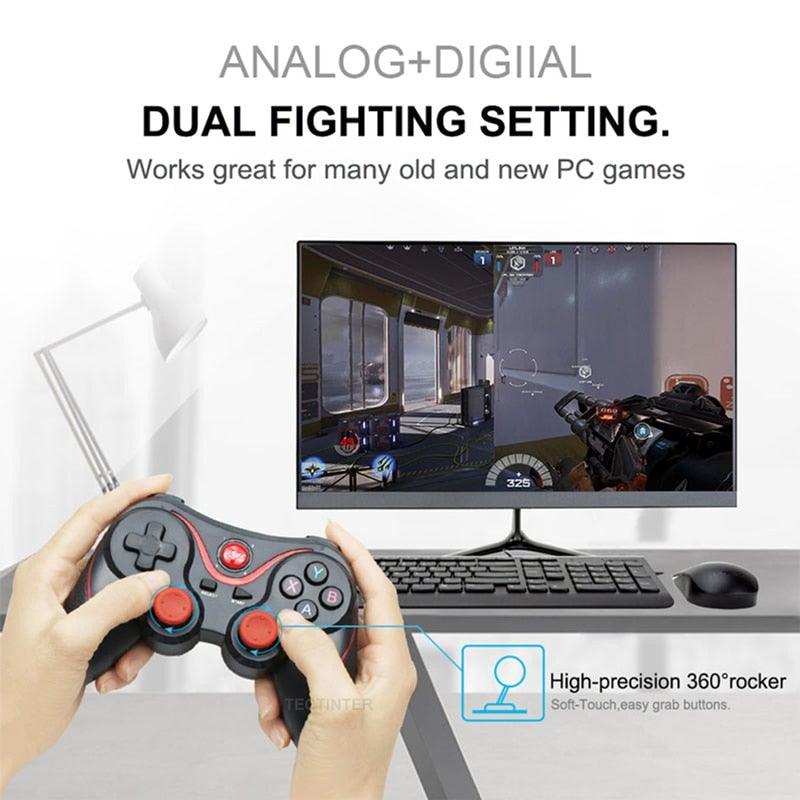 Sustainable White Wireless Joystick Gamepad PC Game Controller Support Bluetooth BT3.0 Compatible With Mobile Phone Tablet Wireless Controller Game Controller Gamepad Joystick Compatible With Slim 360 PC Windows 7 8 10 (White) Stevvex
