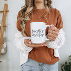 Sweater Weather Ceramic Mug 16oz - Cozy Autumn Winter Coffee Tea Cup