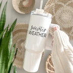 Insulated 40oz Travel Mug With Handle, Lid & Straw - Sweater Weather Fall Mug BandsCo Straps