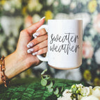 Sweater Weather Ceramic Mug 16oz - Cozy Autumn Winter Coffee Tea Cup