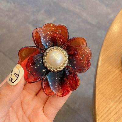 Sweet Flower Shape Hair Clips for Women Girls Hair Claw Chic Barrettes Claw Crab Hairpins Styling Bohemia Hair Jaw Clamps Medium Thick Hair Women Stevvex