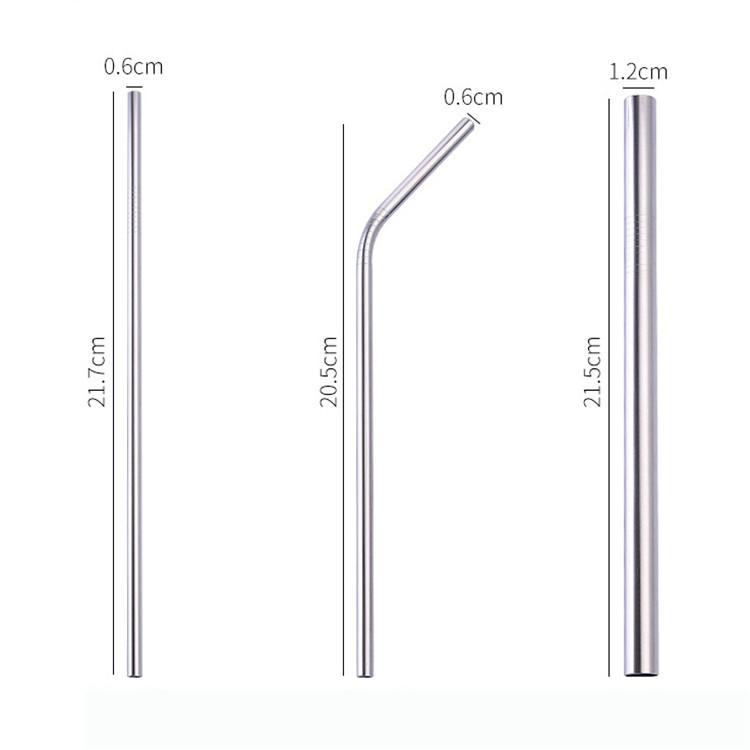 Stainless Steel Reusable Straw Set 5-Piece With Cleaner Bag Eco Dishwasher BandsCo Straps