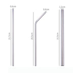 Stainless Steel Reusable Straw Set 5-Piece With Cleaner Bag Eco Dishwasher BandsCo Straps