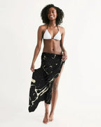 Sheer Swimsuit Cover Up Abstract Print Gold and Black