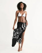 Sheer Sarong Swimsuit Cover Up Wrap / Love Black
