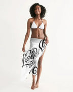 Sheer Sarong Swimsuit Cover Up Wrap / Love Black and White
