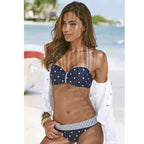 Swimwear Bikinis   Swimming Suit For Women Swimsuit Padded Push-up Bikini Set Women Padded Push up Bikini Set Halter Two Piece Cross Top Swimsuit Patchwork Bathing Suit Stevvex