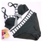Swimwear Bikinis   Swimming Suit For Women Swimsuit Padded Push-up Bikini Set Women Padded Push up Bikini Set Halter Two Piece Cross Top Swimsuit Patchwork Bathing Suit Stevvex