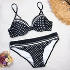 Swimwear Bikinis   Swimming Suit For Women Swimsuit Padded Push-up Bikini Set Women Padded Push up Bikini Set Halter Two Piece Cross Top Swimsuit Patchwork Bathing Suit Stevvex
