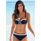 Swimwear Bikinis   Swimming Suit For Women Swimsuit Padded Push-up Bikini Set Women Padded Push up Bikini Set Halter Two Piece Cross Top Swimsuit Patchwork Bathing Suit Stevvex