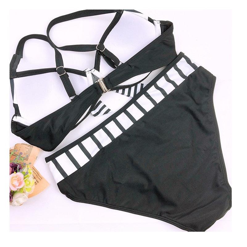Swimwear Bikinis   Swimming Suit For Women Swimsuit Padded Push-up Bikini Set Women Padded Push up Bikini Set Halter Two Piece Cross Top Swimsuit Patchwork Bathing Suit Stevvex