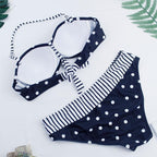 Swimwear Bikinis   Swimming Suit For Women Swimsuit Padded Push-up Bikini Set Women Padded Push up Bikini Set Halter Two Piece Cross Top Swimsuit Patchwork Bathing Suit Stevvex