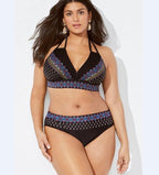 Swimwear High Waist Two Piece Plus Size Large Size Plus Fat Printed Swimsuit Women Back Bikini Beach Bathing Suit Women High Waist Swimsuits Triangle Bathing Suit Stevvex