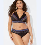 Swimwear High Waist Two Piece Plus Size Large Size Plus Fat Printed Swimsuit Women Back Bikini Beach Bathing Suit Women High Waist Swimsuits Triangle Bathing Suit Stevvex