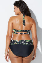 Swimwear High Waist Two Piece Plus Size Large Size Plus Fat Printed Swimsuit Women Back Bikini Beach Bathing Suit Women High Waist Swimsuits Triangle Bathing Suit Stevvex