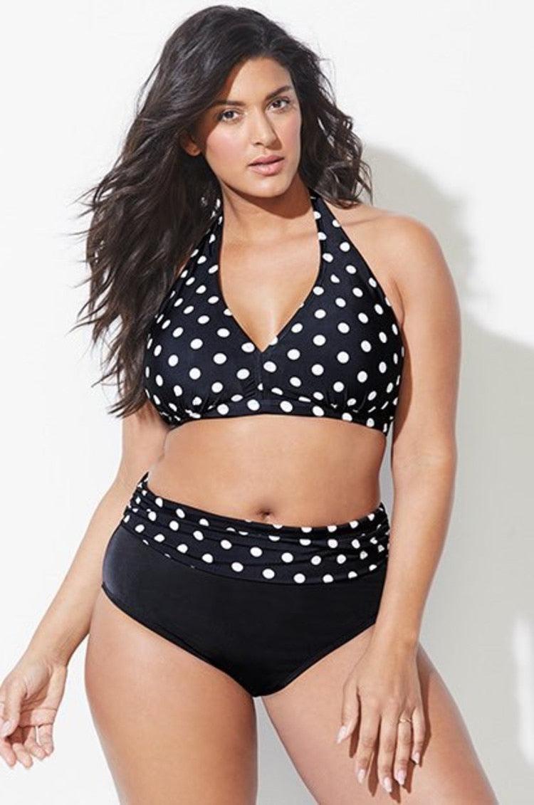 Swimwear High Waist Two Piece Plus Size Large Size Plus Fat Printed Swimsuit Women Back Bikini Beach Bathing Suit Women High Waist Swimsuits Triangle Bathing Suit Stevvex