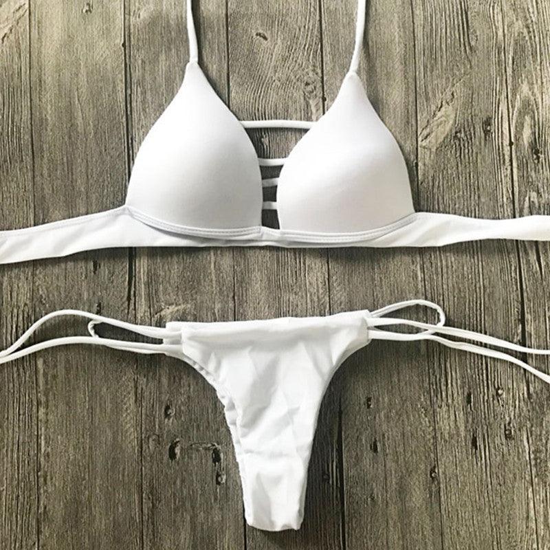 Swimwear Women Bikini Set Hollow Out Swimsuit Padded Halter Padded Push Up Bikini Set Two Pieces Swimsuit For Women Swimwear Bathing Suit Gifts For Mom Wife Girlfriend Lace Up Two Piece Bathing Suit Stevvex