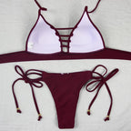 Swimwear Women Bikini Set Hollow Out Swimsuit Padded Halter Padded Push Up Bikini Set Two Pieces Swimsuit For Women Swimwear Bathing Suit Gifts For Mom Wife Girlfriend Lace Up Two Piece Bathing Suit Stevvex