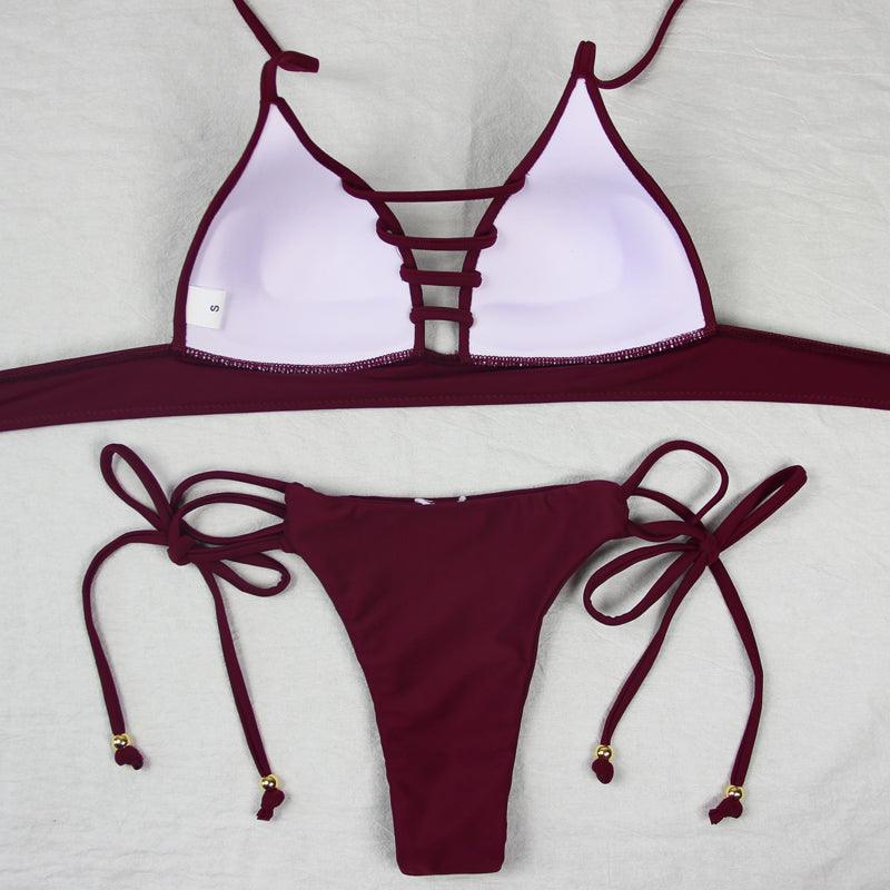 Swimwear Women Bikini Set Hollow Out Swimsuit Padded Halter Padded Push Up Bikini Set Two Pieces Swimsuit For Women Swimwear Bathing Suit Gifts For Mom Wife Girlfriend Lace Up Two Piece Bathing Suit Stevvex