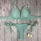 Swimwear Women Bikini Set Hollow Out Swimsuit Padded Halter Padded Push Up Bikini Set Two Pieces Swimsuit For Women Swimwear Bathing Suit Gifts For Mom Wife Girlfriend Lace Up Two Piece Bathing Suit Stevvex