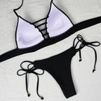 Swimwear Women Bikini Set Hollow Out Swimsuit Padded Halter Padded Push Up Bikini Set Two Pieces Swimsuit For Women Swimwear Bathing Suit Gifts For Mom Wife Girlfriend Lace Up Two Piece Bathing Suit Stevvex