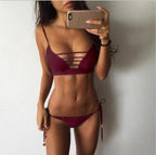 Swimwear Women Bikini Set Hollow Out Swimsuit Padded Halter Padded Push Up Bikini Set Two Pieces Swimsuit For Women Swimwear Bathing Suit Gifts For Mom Wife Girlfriend Lace Up Two Piece Bathing Suit Stevvex