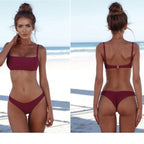 Swimwear Women Bikini Set Hollow Out Swimsuit Padded Halter Padded Push Up Bikini Set Two Pieces Swimsuit For Women Swimwear Bathing Suit Gifts For Mom Wife Girlfriend Lace Up Two Piece Bathing Suit Stevvex