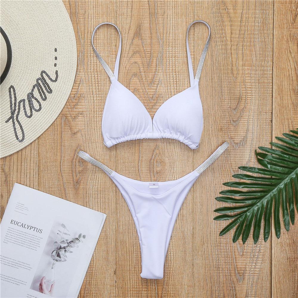 Swimwear Women Micro Bikini  Solid  Black G-String Swimsuits Bathers Bathing Suit 2 Piece Set  Bikinis For Women  Bathing Suit Women's Two-Piece Swimwear Stevvex