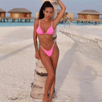 Swimwear Women Micro Bikini  Solid  Black G-String Swimsuits Bathers Bathing Suit 2 Piece Set  Bikinis For Women  Bathing Suit Women's Two-Piece Swimwear Stevvex