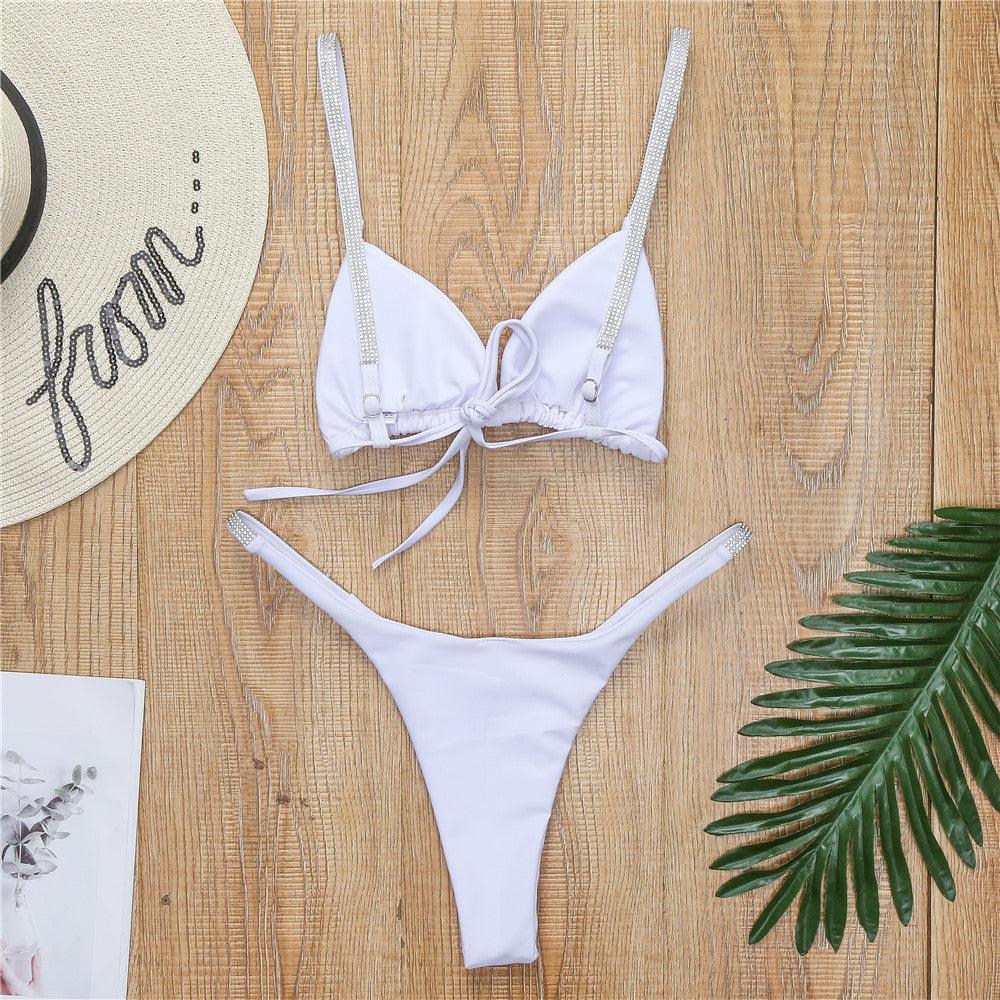 Swimwear Women Micro Bikini  Solid  Black G-String Swimsuits Bathers Bathing Suit 2 Piece Set  Bikinis For Women  Bathing Suit Women's Two-Piece Swimwear Stevvex