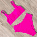Swimwear Women Ribbed Bathing Suit Female Push Up Bikini Set Women's Bathing Suit Lace up Bikini Ribbed Two Piece Swimsuit Beachwear High Waist Bikini Women's Swimsuit Stevvex