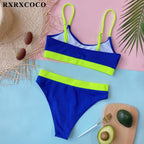 Swimwear Women Ribbed Bathing Suit Female Push Up Bikini Set Women's Bathing Suit Lace up Bikini Ribbed Two Piece Swimsuit Beachwear High Waist Bikini Women's Swimsuit Stevvex