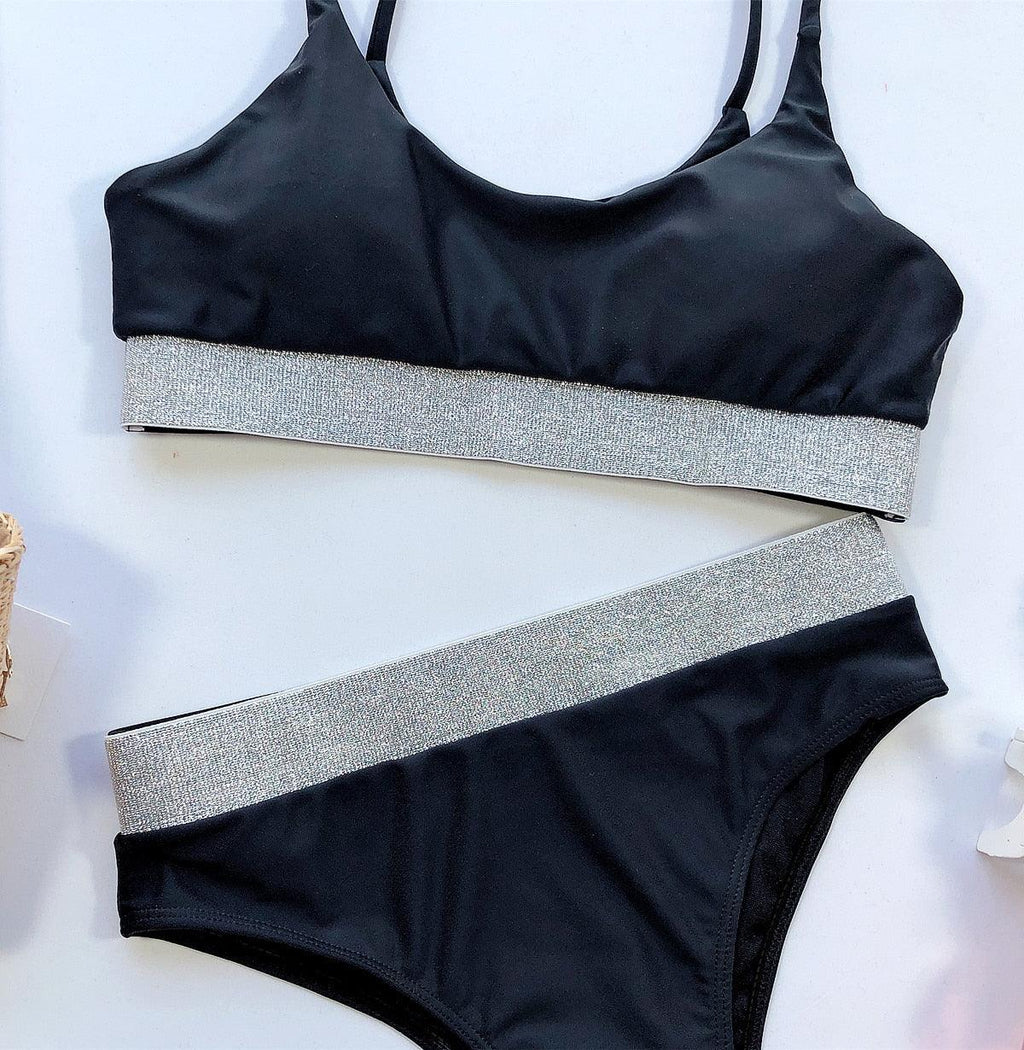 Swimwear Women Ribbed Bathing Suit Female Push Up Bikini Set Women's Bathing Suit Lace up Bikini Ribbed Two Piece Swimsuit Beachwear High Waist Bikini Women's Swimsuit Stevvex