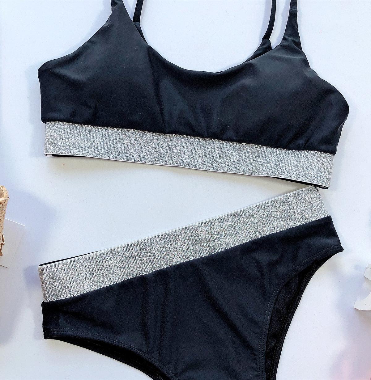 Swimwear Women Ribbed Bathing Suit Female Push Up Bikini Set Women's Bathing Suit Lace up Bikini Ribbed Two Piece Swimsuit Beachwear High Waist Bikini Women's Swimsuit Stevvex