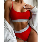 Swimwear Women Ribbed Bathing Suit Female Push Up Bikini Set Women's Bathing Suit Lace up Bikini Ribbed Two Piece Swimsuit Beachwear High Waist Bikini Women's Swimsuit Stevvex