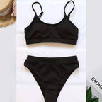 Swimwear Women Ribbed Bathing Suit Female Push Up Bikini Set Women's Bathing Suit Lace up Bikini Ribbed Two Piece Swimsuit Beachwear High Waist Bikini Women's Swimsuit Stevvex