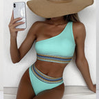 Swimwear Women Ribbed Bathing Suit Female Push Up Bikini Set Women's Bathing Suit Lace up Bikini Ribbed Two Piece Swimsuit Beachwear High Waist Bikini Women's Swimsuit Stevvex