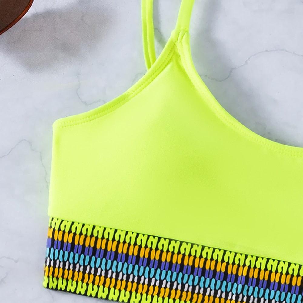 Swimwear Women Ribbed Bathing Suit Female Push Up Bikini Set Women's Bathing Suit Lace up Bikini Ribbed Two Piece Swimsuit Beachwear High Waist Bikini Women's Swimsuit Stevvex