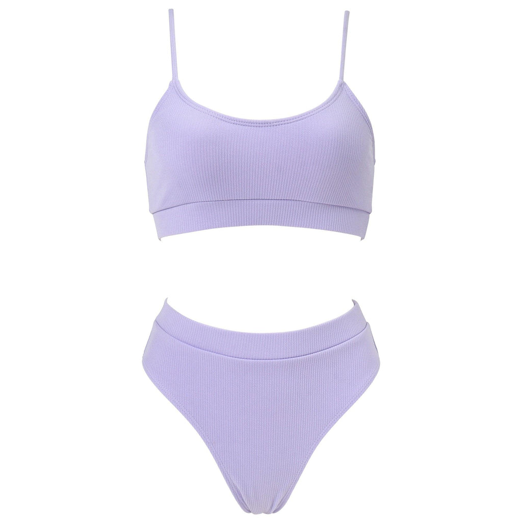 Swimwear Women Ribbed Bathing Suit Female Push Up Bikini Set Women's Bathing Suit Lace up Bikini Ribbed Two Piece Swimsuit Beachwear High Waist Bikini Women's Swimsuit Stevvex
