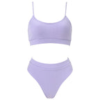 Swimwear Women Ribbed Bathing Suit Female Push Up Bikini Set Women's Bathing Suit Lace up Bikini Ribbed Two Piece Swimsuit Beachwear High Waist Bikini Women's Swimsuit Stevvex