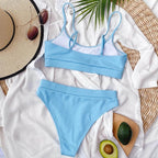 Swimwear Women Swimsuit Push Up Bikinis Fashion Women's Solid Color Bikini Pad Swimwear Swimsuit Beachwear Set Triangle Bikini Bathing Suits Stevvex