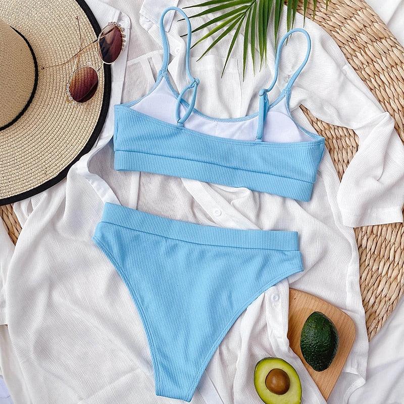 Swimwear Women Swimsuit Push Up Bikinis Fashion Women's Solid Color Bikini Pad Swimwear Swimsuit Beachwear Set Triangle Bikini Bathing Suits Stevvex