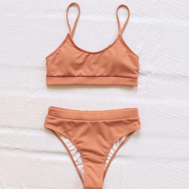Swimwear Women Swimsuit Push Up Bikinis Fashion Women's Solid Color Bikini Pad Swimwear Swimsuit Beachwear Set Triangle Bikini Bathing Suits Stevvex
