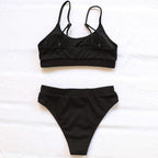 Swimwear Women Swimsuit Push Up Bikinis Fashion Women's Solid Color Bikini Pad Swimwear Swimsuit Beachwear Set Triangle Bikini Bathing Suits Stevvex